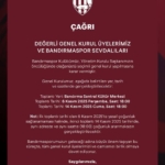 Bandırmaspor Olağanüstü Seçimli Genel Kurul Toplantısına Gidiyor